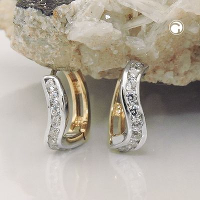 Creole 12x3mm Klappscharnier bicolor Zirkonias, 9Kt GOLD Creole 12x3mm Klappscharnier bicolor Zirkonias, 9Kt GOLD