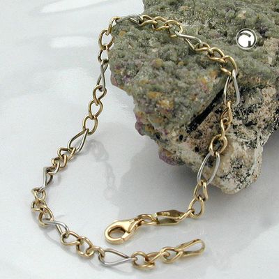 Armband 3,6mm Figaro Panzer bicolor 9Kt GOLD 19cm Armband 3,6mm Figaro Panzer bicolor 9Kt GOLD 19cm