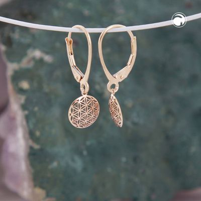 Ohrbrisur Ohrhänger Ohrringe 25x9mm Blume des Lebens 9Kt GOLD Ohrbrisur Ohrhänger Ohrringe 25x9mm Blume des Lebens 9Kt GOLD