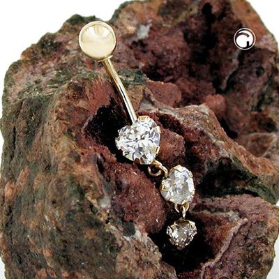 Bauchnabelpiercing Banana 35x6mm 3x Zirkonia 14Kt GOLD Bauchnabelpiercing Banana 35x6mm 3x Zirkonia 14Kt GOLD