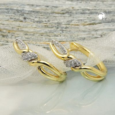 Creole Ohrringe 18x4mm Klappscharnier überkreuzt Zirkonias 9Kt GOLD Creole Ohrringe 18x4mm Klappscharnier überkreuzt Zirkonias 9Kt GOLD