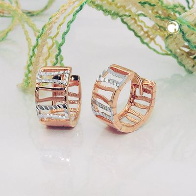 Creole 12x6mm Klappscharnier bicolor Streben diamantiert 9Kt Rotgold Creole 12x6mm Klappscharnier bicolor Streben diamantiert 9Kt Rotgold