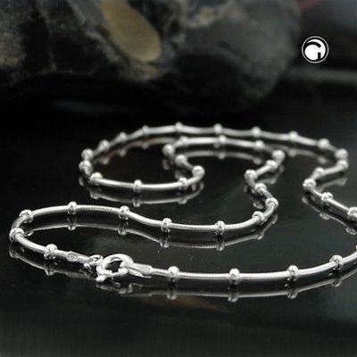 Kette 1mm runde Schlangenkette mit Kugeln symmetrisch Silber 925 38cm Kette 1mm runde Schlangenkette mit Kugeln symmetrisch Silber 925 38cm