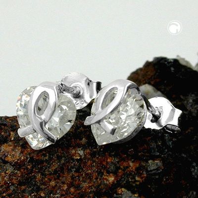 Ohrstecker Ohrring 7,5x7mm Herz aus Zirkonia Silber 925 Ohrstecker Ohrring 7,5x7mm Herz aus Zirkonia Silber 925