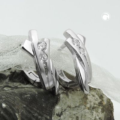 Creole 16x7mm Klappscharnier Zirkonias matt-glänzend rhodiniert Silber 925 Creole 16x7mm Klappscharnier Zirkonias matt-glänzend rhodiniert Silber 925
