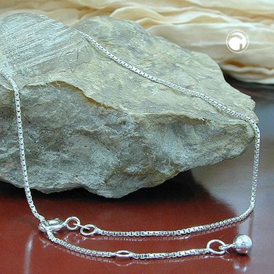 Fußkette 1mm Venzianerkette längenvariabel mit 3 Ösen Silber 925 27cm Fußkette 1mm Venzianerkette längenvariabel mit 3 Ösen Silber 925 27cm