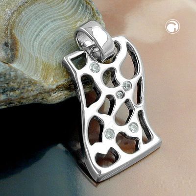 Anhänger 24x15mm mit Zirkonias glänzend rhodiniert Silber 925 Anhänger 24x15mm mit Zirkonias glänzend rhodiniert Silber 925