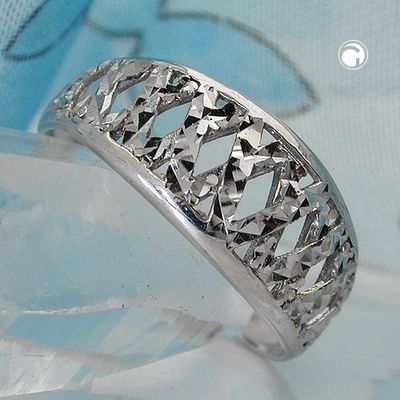 Ring 9mm Muster ausgestanzt glänzend diamantiert rhodiniert Silber 925 Ringgröße 58 Ring 9mm Muster ausgestanzt glänzend diamantiert rhodiniert Silber 925 Ringgröße 58