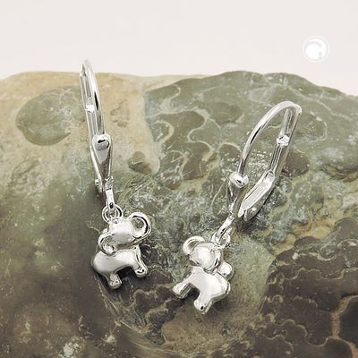 Ohrbrisur Ohrhänger Ohrringe 21x7mm kleiner Elefant glänzend Silber 925 Ohrbrisur Ohrhänger Ohrringe 21x7mm kleiner Elefant glänzend Silber 925