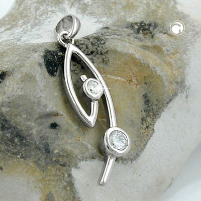 Anhänger 28x9mm Zirkonias weiß rhodiniert Silber 925 Anhänger 28x9mm Zirkonias weiß rhodiniert Silber 925
