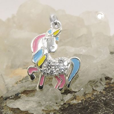 Anhänger 15x11mm Fabelwesen Pferd mit Horn Silber 925 Anhänger 15x11mm Fabelwesen Pferd mit Horn Silber 925
