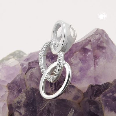 Anhänger 21x10mm mit 3 Ellipsen und Zirkonias Silber 925 Anhänger 21x10mm mit 3 Ellipsen und Zirkonias Silber 925