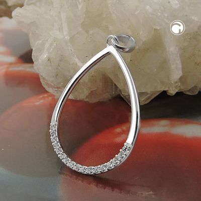 Anhänger 25x18mm Tropfen Bogen mit Zirkonias Silber 925 Anhänger 25x18mm Tropfen Bogen mit Zirkonias Silber 925