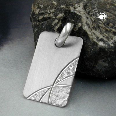 Anhänger 24x16mm Gravurplatte matt-diamantiert rhodiniert Silber 925 Anhänger 24x16mm Gravurplatte matt-diamantiert rhodiniert Silber 925