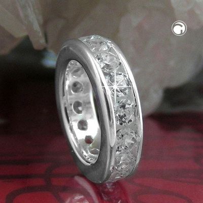 Anhänger 9x2mm Taufring mit Zirkonias Silber 925 Anhänger 9x2mm Taufring mit Zirkonias Silber 925