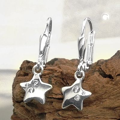 Ohrbrisur Ohrhänger Ohrringe 23x7mm Stern mit Zirkonias glänzend Silber 925 Ohrbrisur Ohrhänger Ohrringe 23x7mm Stern mit Zirkonias glänzend Silber 925
