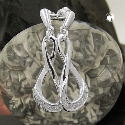 Ohrstecker Ohrring 36x10mm glänzend mit Zirkonias Silber 925 Ohrstecker Ohrring 36x10mm glänzend mit Zirkonias Silber 925