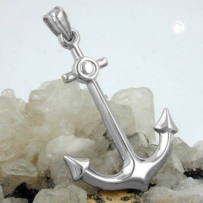 Anhänger 36x25mm großer Anker rhodiniert Silber 925 Anhänger 36x25mm großer Anker rhodiniert Silber 925