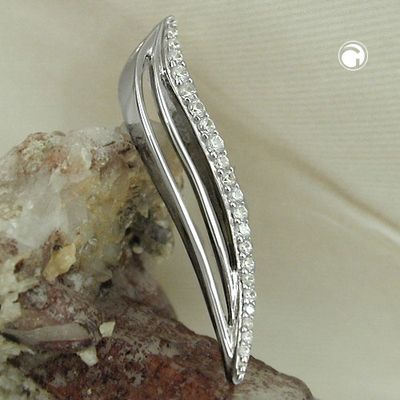 Anhänger 32x6mm mit Zirkonias glänzend rhodiniert Silber 925 Anhänger 32x6mm mit Zirkonias glänzend rhodiniert Silber 925