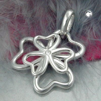 Anhänger 18mm Kleeblatt Zirkonia glänzend Silber 925 Anhänger 18mm Kleeblatt Zirkonia glänzend Silber 925
