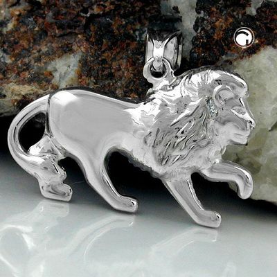 Anhänger 15x23mm Löwe glänzend rhodiniert Silber 925 Anhänger 15x23mm Löwe glänzend rhodiniert Silber 925