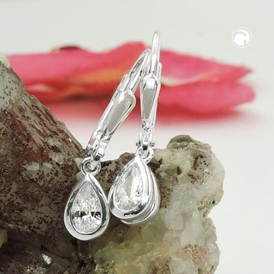 Ohrbrisur Ohrhänger Ohrringe 23x5mm Tropfen Zirkonia Silber 925 Ohrbrisur Ohrhänger Ohrringe 23x5mm Tropfen Zirkonia Silber 925