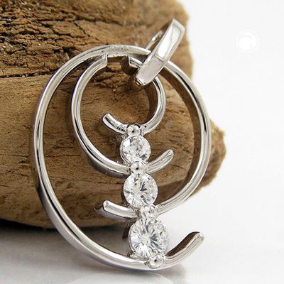 Anhänger 29x11mm Spirale 3x Zirkonia glänzend rhodiniert Silber 925 Anhänger 29x11mm Spirale 3x Zirkonia glänzend rhodiniert Silber 925