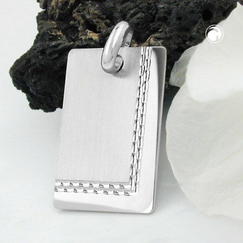 Anhänger, Gravurplatte matt glänzend diamantiert, Silber 925