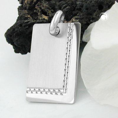 Anhänger, Gravurplatte matt glänzend diamantiert, Silber 925 Anhänger, Gravurplatte matt glänzend diamantiert, Silber 925
