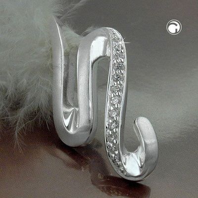 Anhänger 30x15mm mit Zirkonias matt-glänzend Silber 925 Anhänger 30x15mm mit Zirkonias matt-glänzend Silber 925