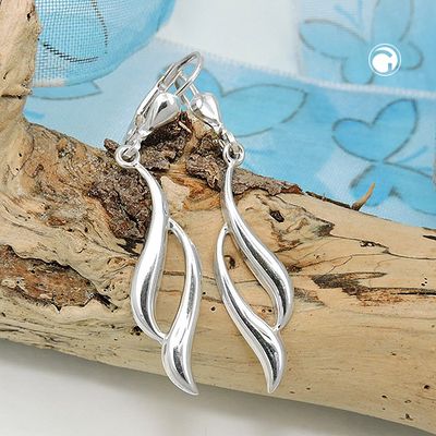 Ohrbrisur Ohrhänger Ohrringe 42x8mm geschwungen glänzend Silber 925 Ohrbrisur Ohrhänger Ohrringe 42x8mm geschwungen glänzend Silber 925