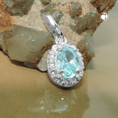 Anhänger 10x8mm Zirkonias weiß und hellblau Silber 925 Anhänger 10x8mm Zirkonias weiß und hellblau Silber 925