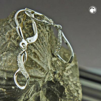 Ohrbrisur Ohrhänger Ohrringe 30x9mm Rhombus gedreht mit Zirkonias Silber 925 Ohrbrisur Ohrhänger Ohrringe 30x9mm Rhombus gedreht mit Zirkonias Silber 925