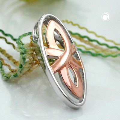 Anhänger 21x9mm bicolor rhodiniert, Silber 925 Anhänger 21x9mm bicolor rhodiniert, Silber 925