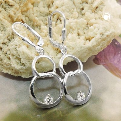 Brisur 36x13mm Doppelkreis Acht mit Zirkonia glänzend Silber 925 Brisur 36x13mm Doppelkreis Acht mit Zirkonia glänzend Silber 925