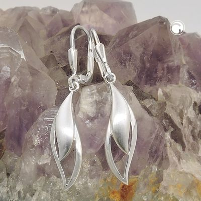 Ohrbrisur Ohrhänger Ohrringe 37x7mm Tropfen matt-glänzend Silber 925 Ohrbrisur Ohrhänger Ohrringe 37x7mm Tropfen matt-glänzend Silber 925
