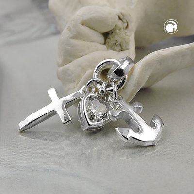 Anhänger ca. 23mm Glaube-Liebe-Hoffnung mit Zirkonia Silber 925 Anhänger ca. 23mm Glaube-Liebe-Hoffnung mit Zirkonia Silber 925