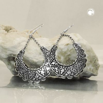 Ohrhaken Ohrhänger Ohrring 53x25mm Orient geschwärzt Silber 925 Ohrhaken Ohrhänger Ohrring 53x25mm Orient geschwärzt Silber 925