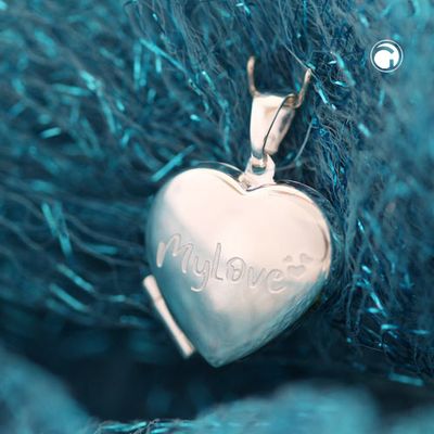 Anhänger 17x5mm Medaillon Herz glänzend Gravur MyLove Silber 925 Anhänger 17x5mm Medaillon Herz glänzend Gravur MyLove Silber 925