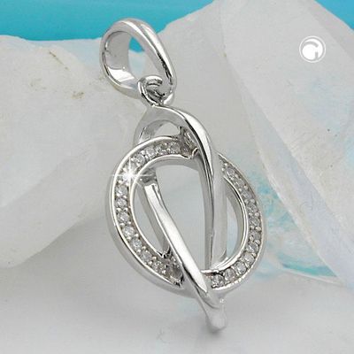 Anhänger 23x16mm mit Zirkonias glänzend rhodiniert Silber 925 Anhänger 23x16mm mit Zirkonias glänzend rhodiniert Silber 925
