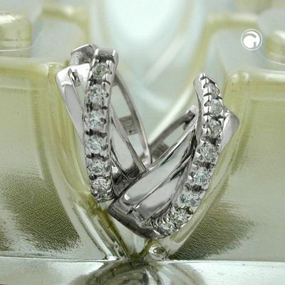 Creole 12,5x5mm Klappscharnier gekreuzt Zirkonias rhodiniert Silber 925 Creole 12,5x5mm Klappscharnier gekreuzt Zirkonias rhodiniert Silber 925