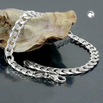 Armband 5,6mm Panzerkette flach mit Muster Silber 925 21cm Armband 5,6mm Panzerkette flach mit Muster Silber 925 21cm