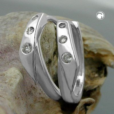 Creole 13x3,5mm Klappscharnier Zirkonias weiß Silber 925 Creole 13x3,5mm Klappscharnier Zirkonias weiß Silber 925