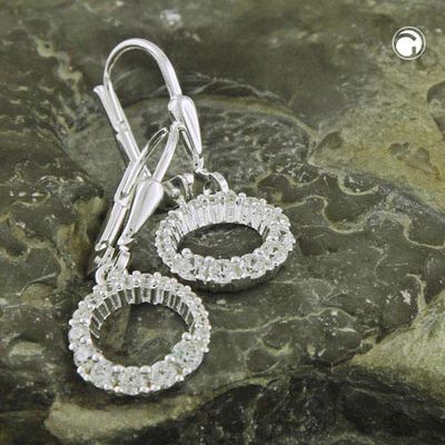 Ohrbrisur Ohrhänger Ohrringe 26x10mm Kreis mit Zirkonias Silber 925 Ohrbrisur Ohrhänger Ohrringe 26x10mm Kreis mit Zirkonias Silber 925