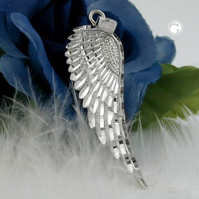 Anhänger 37x12mm Flügel diamantiert rhodiniert Silber 925 Anhänger 37x12mm Flügel diamantiert rhodiniert Silber 925