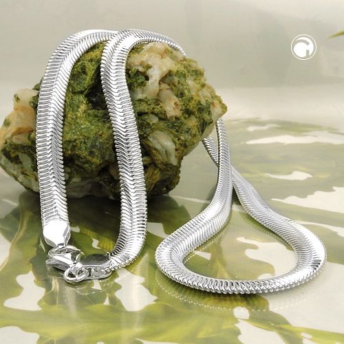 Kette 6x2mm flache Schlangenkette glänzend Silber 925 50cm
