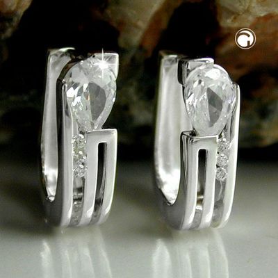 Creole 15x4,6mm Klappscharnier Zirkonias weiß Silber 925 Creole 15x4,6mm Klappscharnier Zirkonias weiß Silber 925