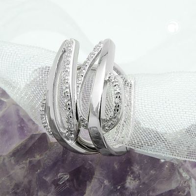 Creole 18x9mm Klappscharnier Zirkonias matt-glänzend rhodiniert Silber 925 Creole 18x9mm Klappscharnier Zirkonias matt-glänzend rhodiniert Silber 925