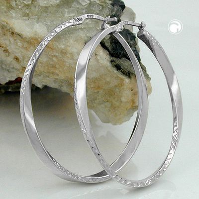 Creole 45x35mm oval diamantiert Drahtcreole mit Bügelverschluss Silber 925 Creole 45x35mm oval diamantiert Drahtcreole mit Bügelverschluss Silber 925