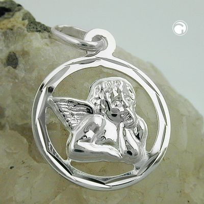 Anhänger 15mm Engel glänzend, Silber 925 Anhänger 15mm Engel glänzend, Silber 925